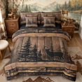 thumbnail image 1 of Castle Fairy Wildlife Deer Queen Bedding 7pcs,Vintage Rustic Animal Cabin Bedding Comforter Set Queen,Natural Black,Black Reversible, 1 of 7