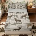 thumbnail image 1 of Castle Fairy Wildlife Deer Zipper Full Size Comforter Sets with Fitted Sheet and 2 Pillowcases for Teens,Gray Camo Animal Zipper Bedding Set,Beige Green Brown,Grey Reversible,4pcs, 1 of 6
