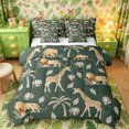 thumbnail image 1 of Castle Fairy Wildlife Giraffe Lion Elephant Full Size Bedding Sets 7 Pieces,Tropical Jungle Animal Full Size Bed in a Bag,Dark Sage Cream,Reversible, 1 of 7