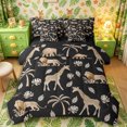 thumbnail image 1 of Castle Fairy Wildlife Giraffe Lion Elephant King Bedding 7pcs,Tropical Jungle Animal King Bed in a Bag,Black Cream,Black Reversible, 1 of 7