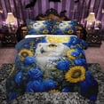 thumbnail image 1 of Castle Fairy Wildlife White Owl Bedding Comforter Set 2pcs for Female Men Women,Chic Floral Sunflower Rose Twin Comforter Sets Microfiber,Blue Yellow Breathable Bedding Set,Lightweight Room Decor, 1 of 8