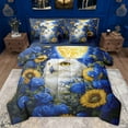 thumbnail image 1 of Castle Fairy Wildlife White Owl Twin Bedding Sets 7-Piece for Female Men Women,Chic Floral Sunflower Rose Bedding Comforter Set Microfiber,Blue Yellow Breathable Sheet Sets,Lightweight Room Decor, 1 of 8