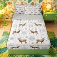 thumbnail image 1 of Castle Fairy Winter Deer Snowflake Zipper Queen Comforter Set with Fitted Sheet and 2 Pillowcases,Merry Christmas Zipper Bedding Set,Brown Gray,Grey Reversible,4 Pieces, 1 of 6