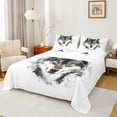 thumbnail image 1 of Castle Fairy Wolf Wildlife Bed Sheets for Teens Female Men,Black Grey King Sheets, 1 of 7