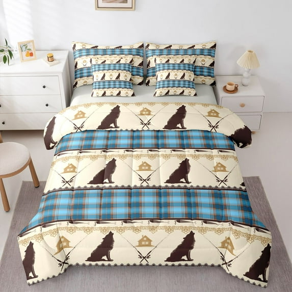 Castle Fairy Wolf Wildlife Bedding Comforter Set,Fishing And Hunting Full Bedding Set