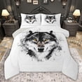 thumbnail image 1 of Castle Fairy Wolf Wildlife Queen Comforter Set Female Men,Black Grey Bedding Comforter Set, 1 of 8