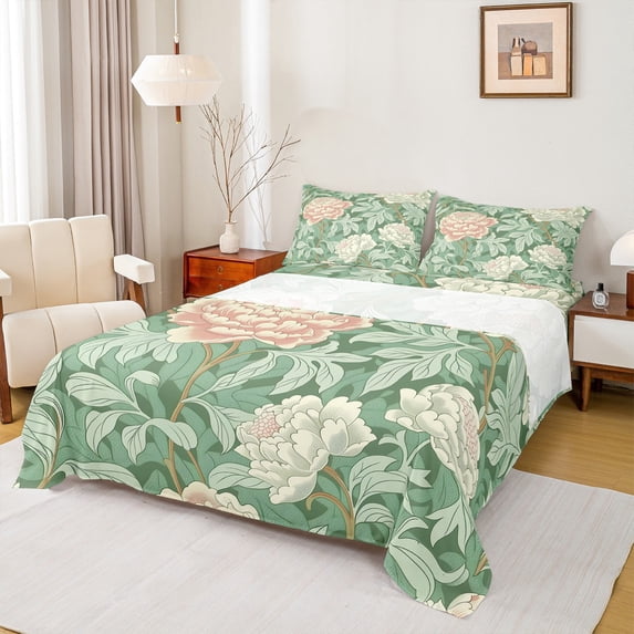 Castle Fairy Women Girls Teens Spring Graden 4 Pieces Queen Sheet Sets,Chic Flower Ultra Soft Flat Sheet,Botanical Plants Queen Fitted Sheet,Ultra Soft Home Decor