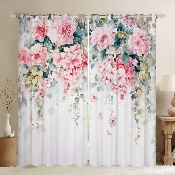 Castle Fairy Women Girls Teens Spring Graden Curtains Pack Of 2 (42X84 Each),Pink Flower Butterfly Curtains Blackout,Botanical Plants Bedroom Curtains,Ultra Soft Home Decor