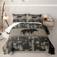 thumbnail image 1 of Castle Fairy Woodland Animal Bear Quilt King,Rustic Branches Camouflage King Coverlet Set,Dark Gray, 1 of 7