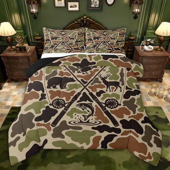 Castle Fairy Woodland Animal Twin Comforter Sets,Fishing And Hunting Bedding Set