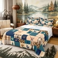 thumbnail image 1 of Castle Fairy Woodland Deer Queen Sheets 4 Pieces,Rustic Plaid Patchwork Queen Sheet Sets,Navy Cream Brown,1 Fitted Sheet, 1 Flat Sheet and 2 Pillowcases, 1 of 6