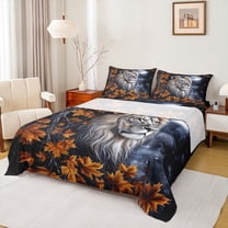 Castle Fairy Woodland Wildlife Lion Twin Sheet Sets 3pcs for Teens Adults,Starry Sky Twin Fitted Sheet Microfiber,Maple Leaves Breathable Flat Sheet,Ultra Soft Home Decor