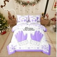 thumbnail image 1 of Castle Fairy Xmas Gloves 7 Pieces Bedding Comforter Set for Child,Winter Snowflakes Full Bedding Set Lightweight,Merry Christmas Fitted Sheet Flat Sheet,Microfiber Bedroom Decor, 1 of 8