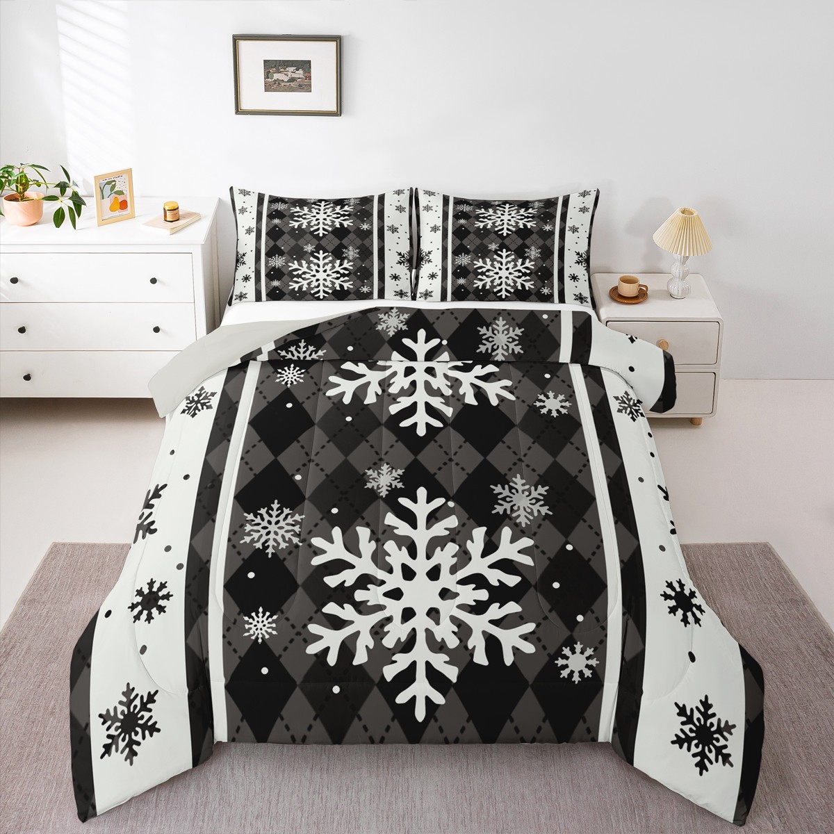 Castle Fairy Xmas Snowflake 3-Piece Full Comforter Set - Walmart.com