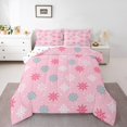 thumbnail image 1 of Castle Fairy Xmas Snowflakes Full Size Comforter Sets 3-Piece for Boys Girls,Pink Blue White Bedding Comforter Set,Merry Christmas Lightweight Bedding Sets,Breathable Home Decor,Reversible, 1 of 8