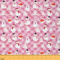 Castle Fairy Xmas Snowman Fabric by the Yard 1 Yard for Teens,Geometric Plaid Home Decor Fabric by the Yard,Merry Christmas Room Decor Fabric by the Yard,Luxury Bedroom Decor