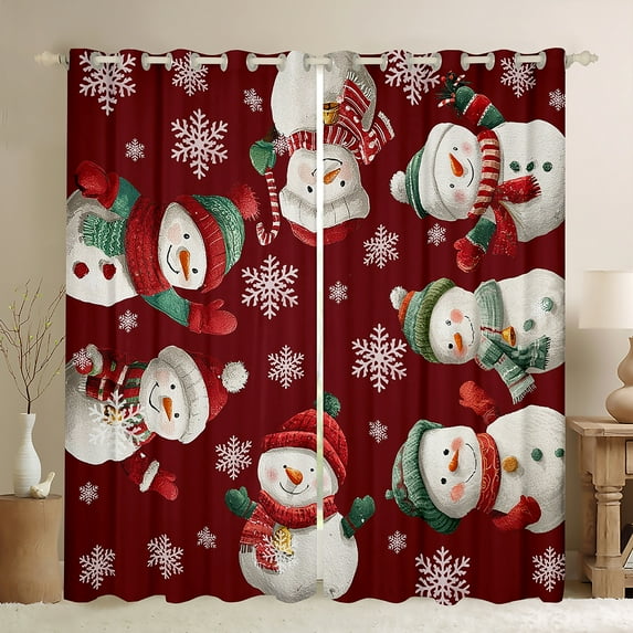 Castle Fairy Xmas Snowman Girl Boy Black Out Curtains,Christmas Snowflake Curtains Pack Of 2 (42X63 Each),Happy New Year Bedroom Curtains,Luxury Bedroom Decor