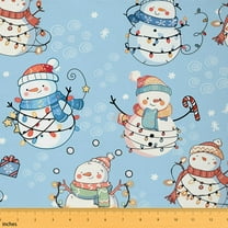 Castle Fairy Xmas Snowman Girl Fabric by the Yard 1 Yard,Happy New Year Home Decor Fabric by the Yard,Merry Christmas Room Decor Fabric by the Yard,Luxury Bedroom Decor