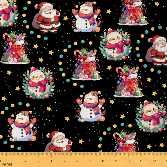 Castle Fairy Xmas Snowman Santa Claus Fabric by the Yard 1 Yard,Merry Christmas Home Decor Fabric by the Yard,Polka Dots Room Decor Fabric by the Yard,Ultra Soft Home Decor
