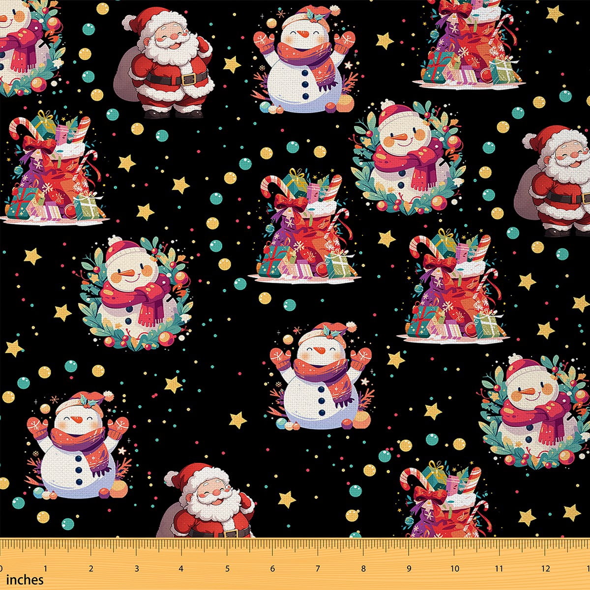 Castle Fairy Xmas Snowman Santa Claus Fabric by the Yard 5 Yards,Merry Christmas Fabric for Sewing,Polka Dots Home Decor Fabric by the Yard,Ultra Soft Home Decor