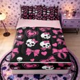 thumbnail image 1 of Castle Fairy Y2K Cute Gothic Skull Zipper Full Size Comforter Sets with Fitted Sheet and 2 Pillowcases,Cartoon Bow Heart Zipper Bedding Set,Pink Black,4pcs,Pink Reversible, 1 of 6