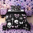 thumbnail image 1 of Castle Fairy Y2K Gothic Skull Twin Comforter Sets 2pcs,Dreamy Bow Butterfly Bedding Set,White Pink Black,1 Comforter and 1 Pillowcase,Black Reversible, 1 of 6