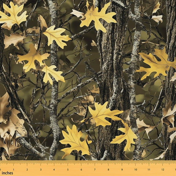Castle Fairy Yellow Leaves Fabric by the Yard 1 Yard,Tree Branches Home Decor Fabric by the Yard,Botanical Plants Room Decor Fabric by the Yard,Luxury Teens Bedroom Decor