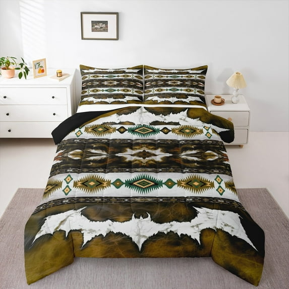 Castle Fairy Yellow Teal Aztec Full Size Comforter Sets,Bohemian Western Bedding Sets