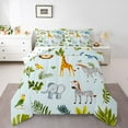 thumbnail image 1 of Castle Fairy Zebra Giraffe Elephant Queen Comforter Set,Tree Leaves Bedding Comforter Set, 1 of 8