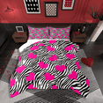 thumbnail image 1 of Castle Fairy Zebra Print 2pcs Bedding Comforter Set,Love Heart Print Twin Comforter Sets,Black Pink Breathable Bedding Set,Ultra Soft Abstract Home Decor, 1 of 8