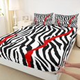 thumbnail image 1 of Castle Fairy Zebra Print 4pcs Bed Sheets,Geometric Stripes King Sheets,Abstract Lines Super Cozy Sheet Set,Breathable Wildlife Home Decor, 1 of 6
