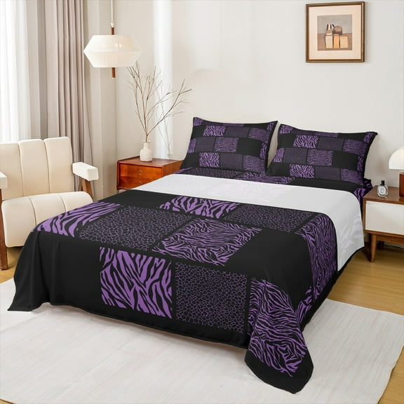 Castle Fairy King 4-Piece Zebra & Leopard Animal Print Bed Sheet Set