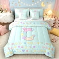 thumbnail image 1 of Castle Fairy Balloon Letter C Twin Bedding Sets 7-Piece for Girls,Pastel Initial Bedding Comforter Set, 1 of 7