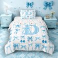 thumbnail image 1 of Castle Fairy Blue Cherry Bow Letter D Twin Comforter Sets 3-Piece for Girls,Kawaii Fruit Initial Bedding Set, 1 of 6