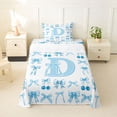 thumbnail image 1 of Castle Fairy Blue Cherry Bow Letter D Twin Sheet Sets 3pcs for Girls,Kawaii Fruit Initial Bedding, 1 of 6