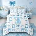 thumbnail image 1 of Castle Fairy Blue Cherry Bow Letter T Full Size Comforter Sets 3 Pieces for Girls,Fruit Bowknot Bedding Sets, 1 of 6