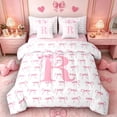 thumbnail image 1 of Castle Fairy Bow Print Letter R Bedding Comforter Set 7 Pieces for Girls,Sweet Ribbon Bowknot Full Bedding Set,Pink Reversible, 1 of 7