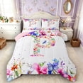 thumbnail image 1 of Castle Fairy Floral Letter P Queen Comforter Set 3pcs for Adults,Watercolor Flowers Bedding Comforter Set,Pink Reversible, 1 of 6