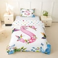 thumbnail image 1 of Castle Fairy Floral Letter S Hummingbird Twin Bedding for Adults,Spring Garden Duvet Cover Set,2pcs,No Comforter, 1 of 5