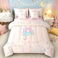 thumbnail image 1 of Castle Fairy Flower Balloon Letter P Twin Bedding Sets 7-Piece for Girls,Pastel Initial Bedding Comforter Set,Pink Reversible, 1 of 7