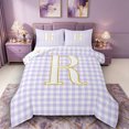 thumbnail image 1 of Castle Fairy Gold Letter R Queen Comforter Set 3pcs for Girls,Geometric Checkered Bedding Comforter Set, 1 of 6