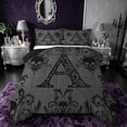 thumbnail image 1 of Castle Fairy Gothic Skull Letter A Queen Comforter Set 3pcs for Adults,Bohemian Damask Bedding Comforter Set,Black Reversible, 1 of 6