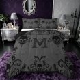 thumbnail image 1 of Castle Fairy Gothic Skull Letter M Full Size Comforter Sets 3 Pieces for Adults,Spooky Damask Bedding Sets,Black Reversible, 1 of 6