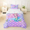 thumbnail image 1 of Castle Fairy Mermaid Letter A Twin Bedding for Kids,Cartoon Sea Princess Duvet Cover Set,2pcs,No Comforter, 1 of 6