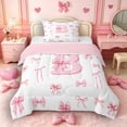 thumbnail image 1 of Castle Fairy Pink Bow Letter B Twin Comforter Sets 3-Piece for Girls,Ribbon Bowtie Princess Bedding Set,Pink Reversible, 1 of 6