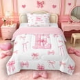 thumbnail image 1 of Castle Fairy Pink Bow Letter E Twin Comforter Sets 3-Piece for Girls,Dreamy Princess Bedding Set,Pink Reversible, 1 of 6