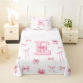 thumbnail image 1 of Castle Fairy Pink Bow Letter E Twin Sheet Sets 3pcs for Girls,Dreamy Princess Bedding, 1 of 6