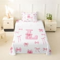 thumbnail image 1 of Castle Fairy Pink Bow Letter L Twin Sheet Sets 3pcs for Girls,Dreamy Princess Bedding, 1 of 6