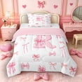 thumbnail image 1 of Castle Fairy Pink Bow Letter R Twin Comforter Sets 3-Piece for Girls,Ribbon Bowtie Princess Bedding Set,Pink Reversible, 1 of 6