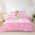 thumbnail image 1 of Castle Fairy Pink Glitter Letter A Duvet Cover Set for Girls,Cartoon Bow Bedding Full,3-Piece,No Comforter,Pink Reversible, 1 of 6